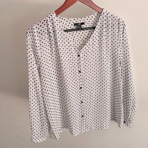 H&M. Blue and white pattern, long sleeve flow shirt. Size 6